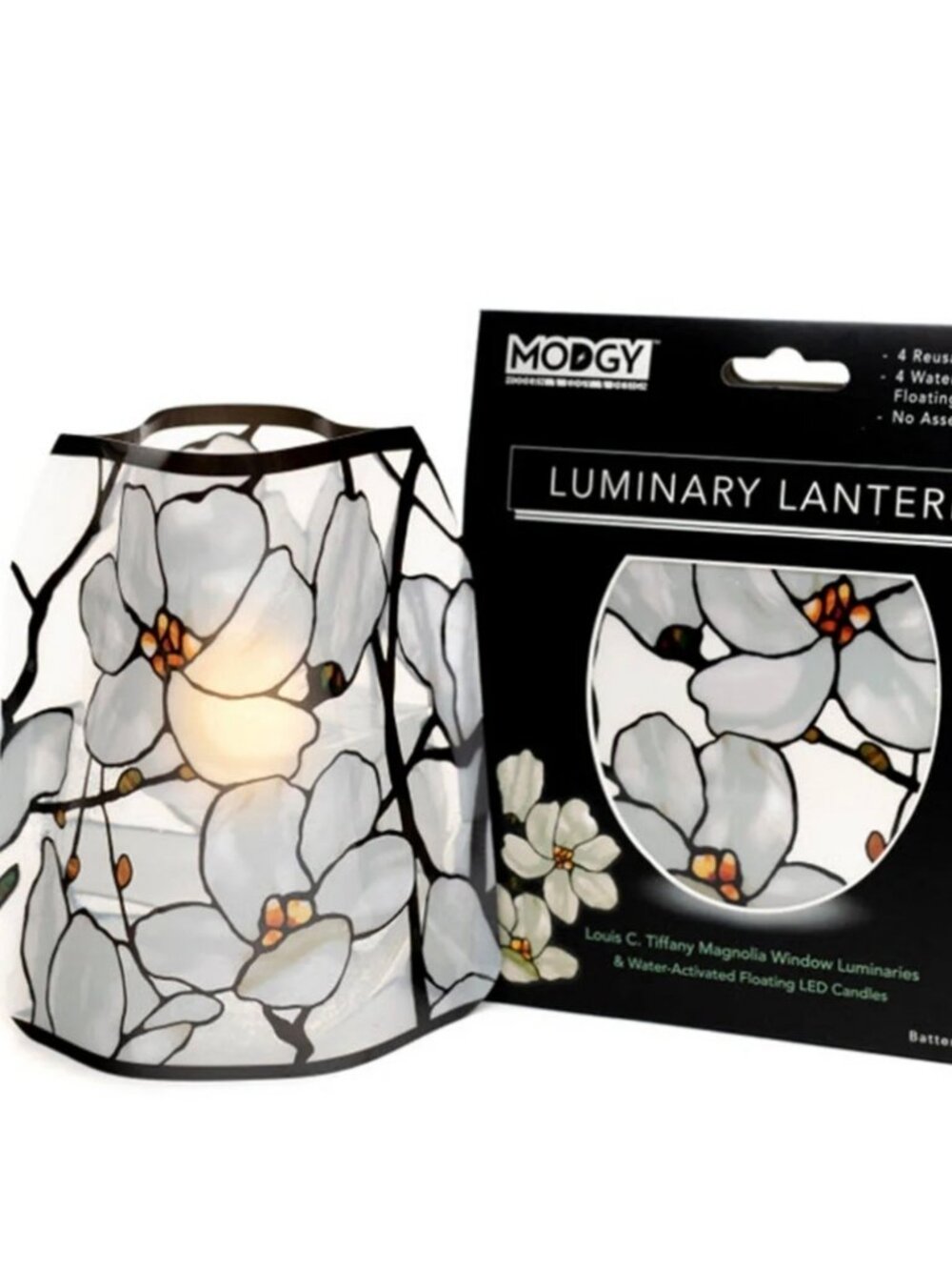 Modgy Luminary Lanterns Louis C.Tiffany Magnolia Window Luminaries - 4 Per Pack